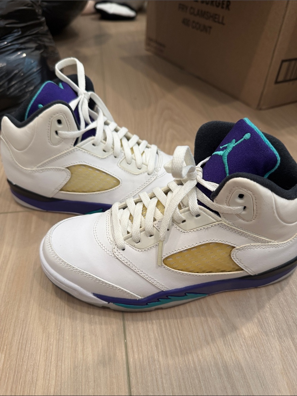 Jordan White Purple Teal Retro Basketball Sneakers